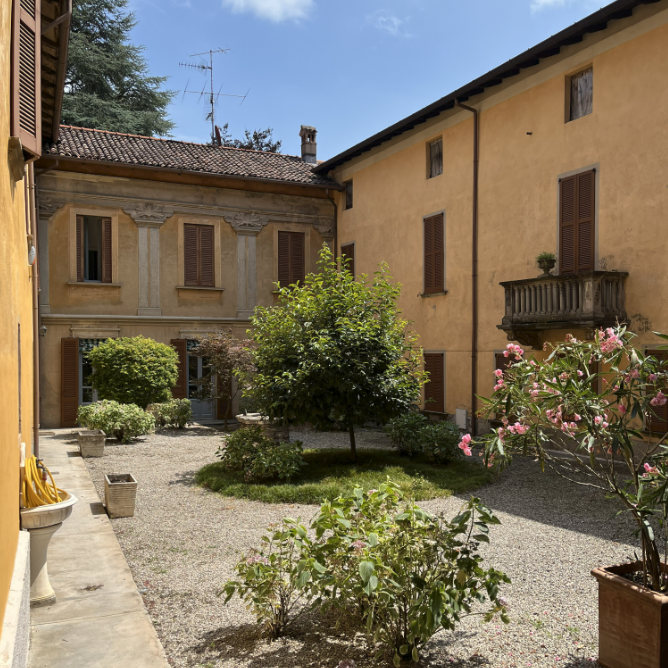 Sunlit courtyard at the villa
